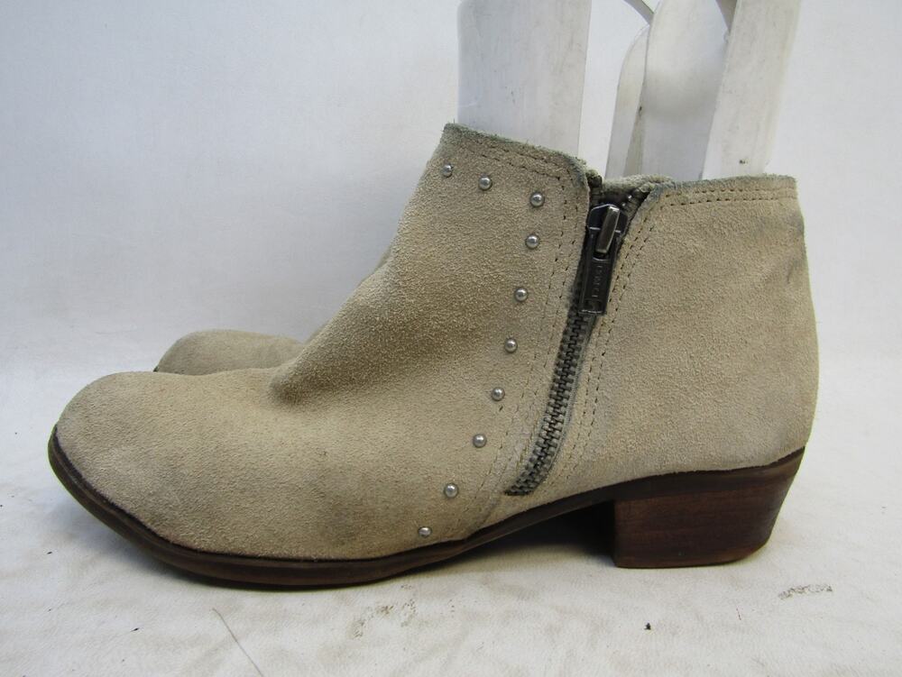 Minnetonka Womens Size 9 Beige Suede Ankle Zip Fashion Boots Bootie